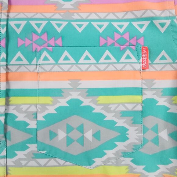 Chubbies Shirt Mens Small En Fuego Wild Short Sleeve Popover Polo Aztec Beach - Picture 10 of 16